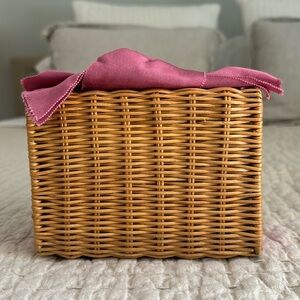 Pamela Munson Charlotte Clutch Pink Ribbon Wicker